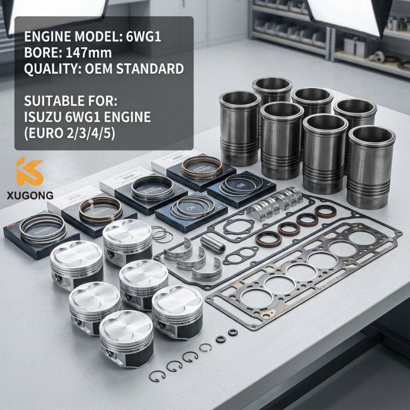 6WG1 Engine Rebuild Kit Overhaul Gasket Piston Liner Set for Hitachi ZX450 ZX470 Excavator Heavy Duty Parts